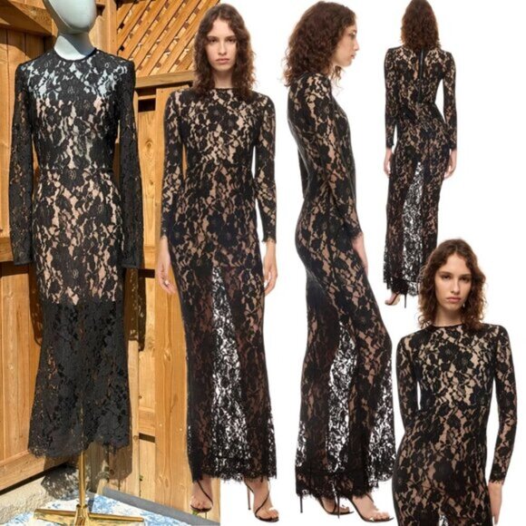 🆕 BRONX & BANCO 🧿 NWOT Colette Noir Black Lace Gown, Sz M US 6 - Picture 1 of 14